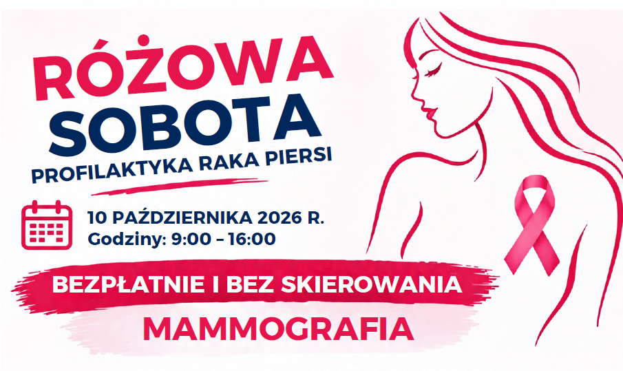 Różowa sobota-profilaktyka raka piersi 10 października 2026 godzina 9 - 16 bezpłatnie i bez skierowania mammografia